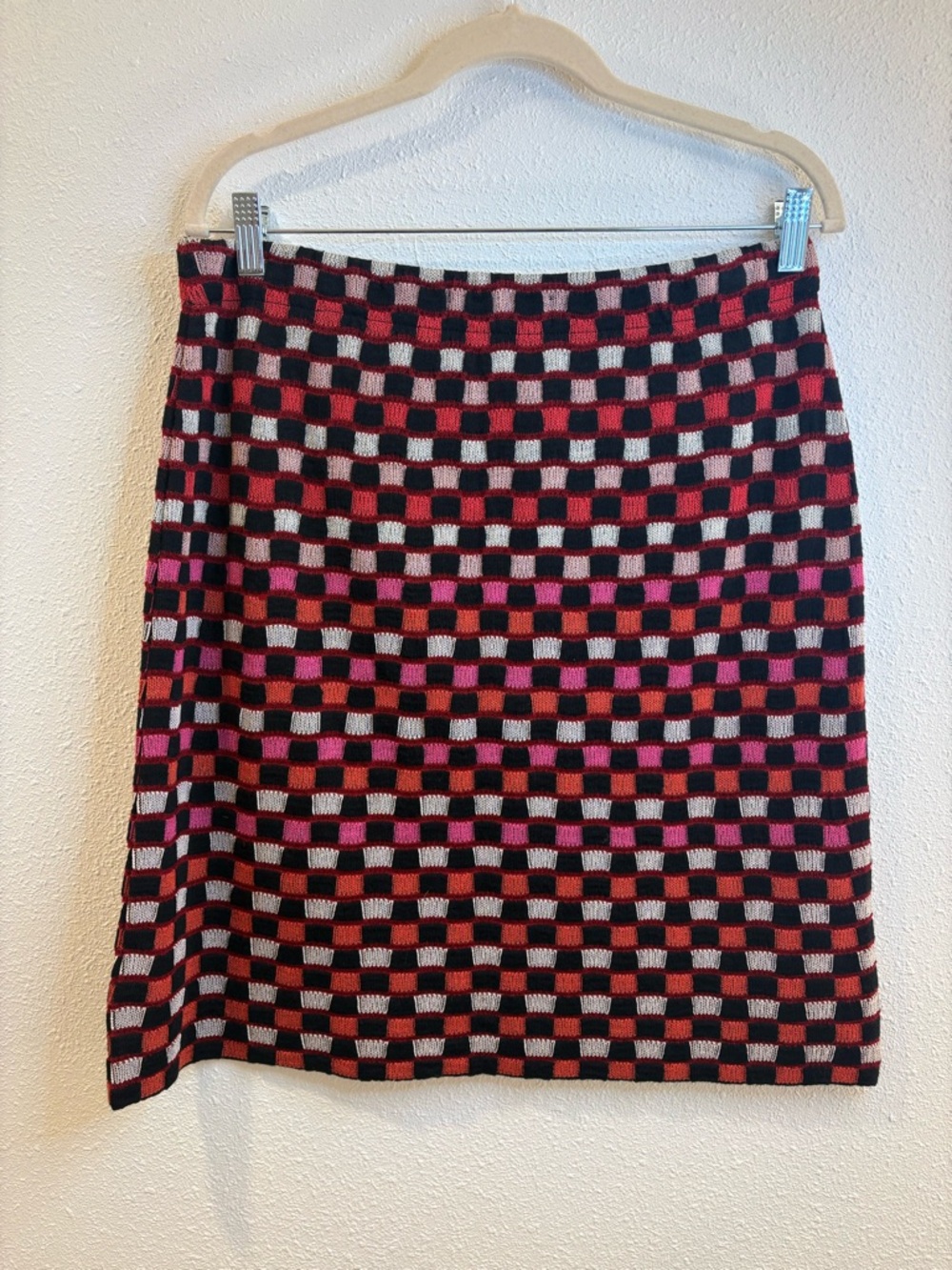 Aldo Martins x Anthropologie Checkered Pencil Skirt - Red/Pink - Picture 6 of 8